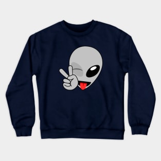 Alien Wink Peace Tongue Emoji Crewneck Sweatshirt